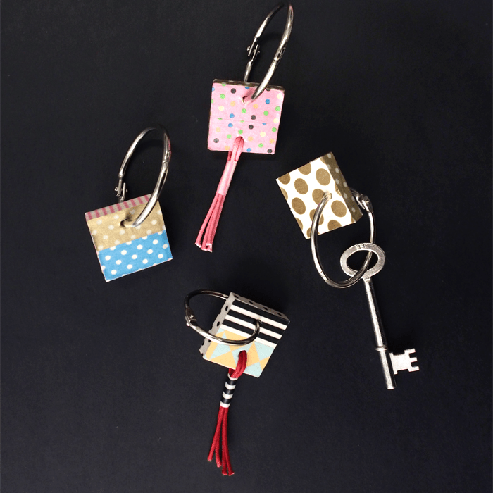 Picture Of bright and fun diy washi tape key rings  1