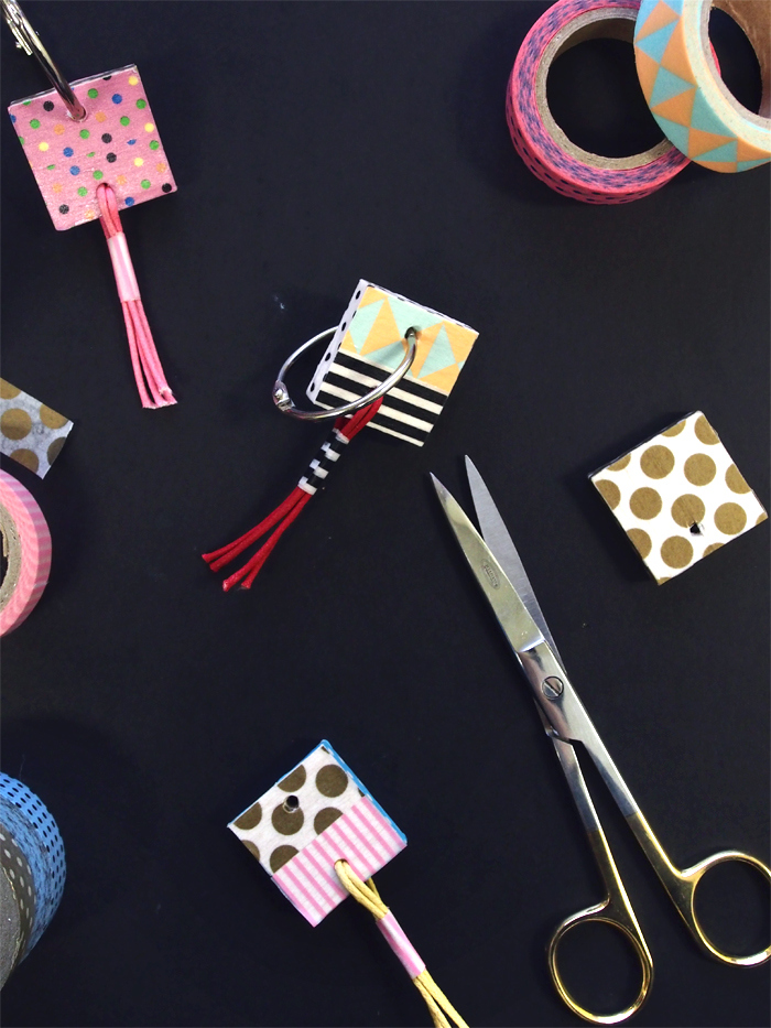 Picture Of bright and fun diy washi tape key rings  2