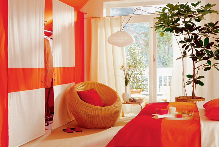 Bright Orange Attic Space Design