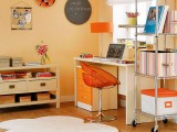 Bright Orange Home Office Design
