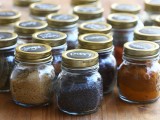 organizing spices with chalkboard circles