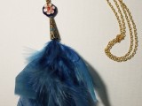 blue feather necklace