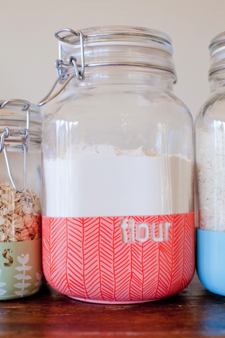 Picture Of cheerful and bold diy dipped kitchen jars  3