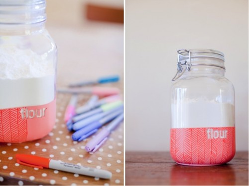 Cheerful And Bold DIY Dipped Kitchen Jars