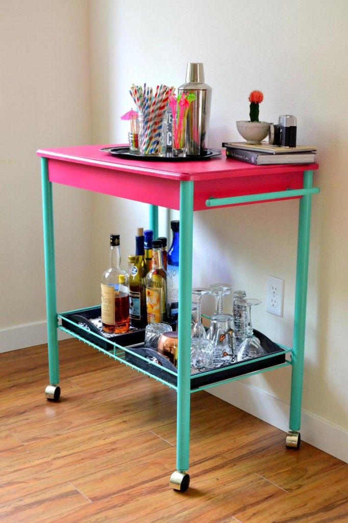 Cheerful And Colorful Diy Bar Cart Makeover