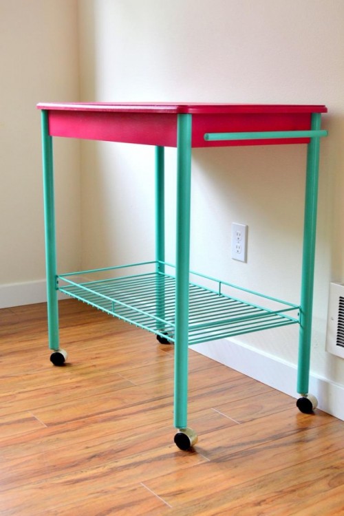 Cheerful And Colorful Diy Bar Cart Makeover