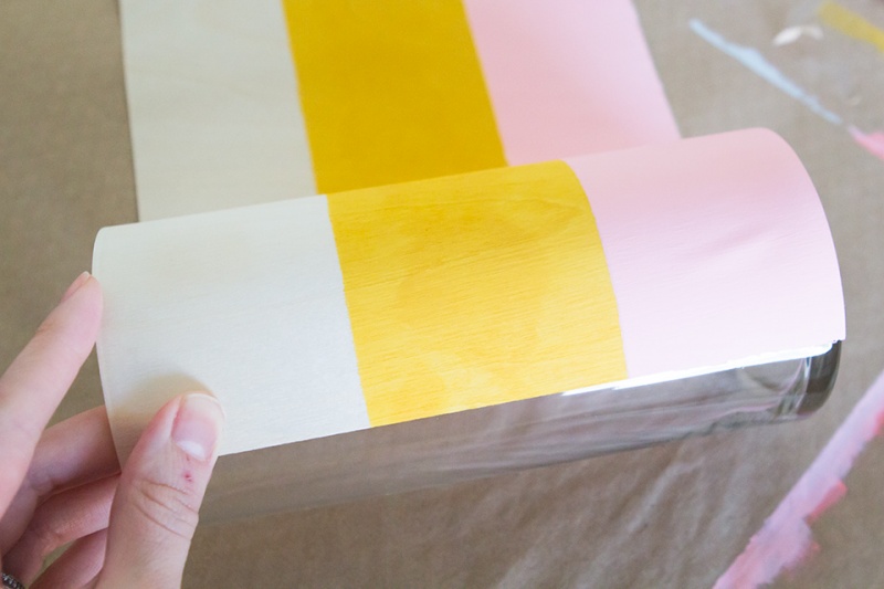 Picture Of cheerful diy color blocked wood vases  4