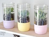 painted mason jar planters