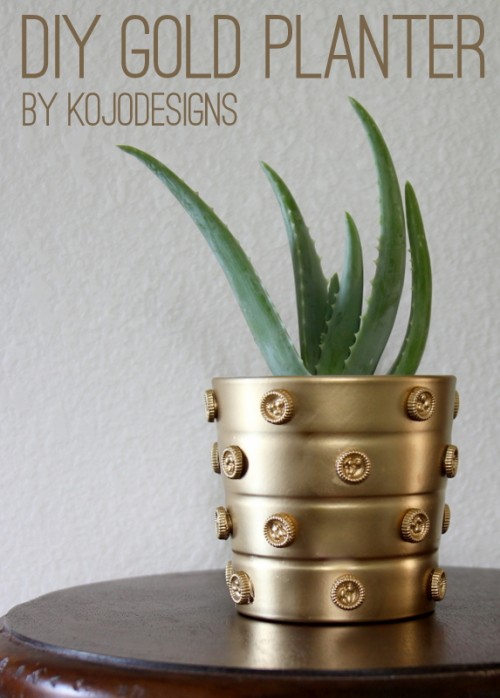 gold planter pot