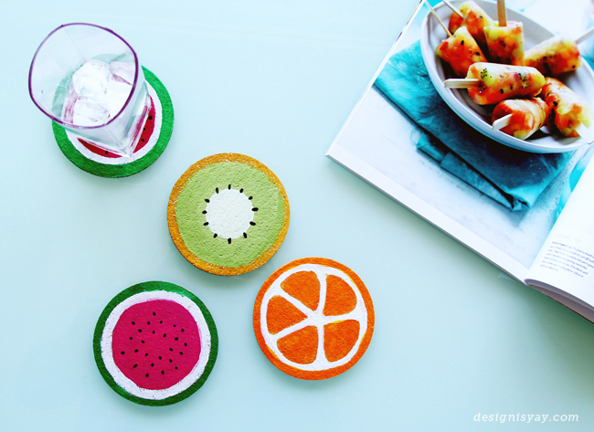 Picture Of cheerful summer inspired diy fruit coasters  2