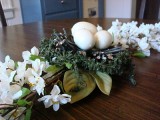 DIY flower and eggs centerpiece