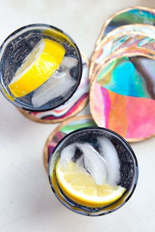 Colorful And Glossy DIY Marble Coasters