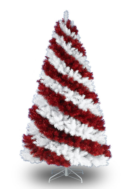 Red-White Artificial Christmas Tree