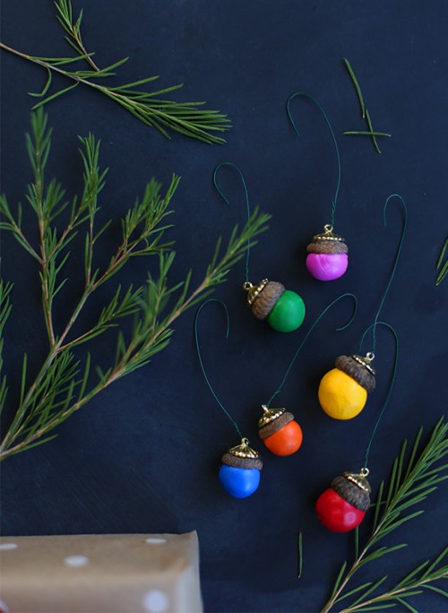 Colorful Diy Acorn Ornaments