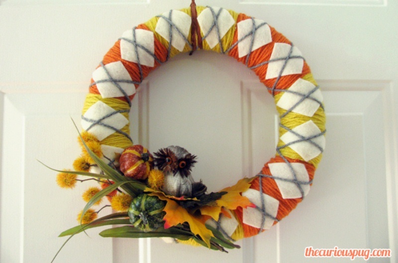 Colorful Diy Fall Wreath Of Yarn