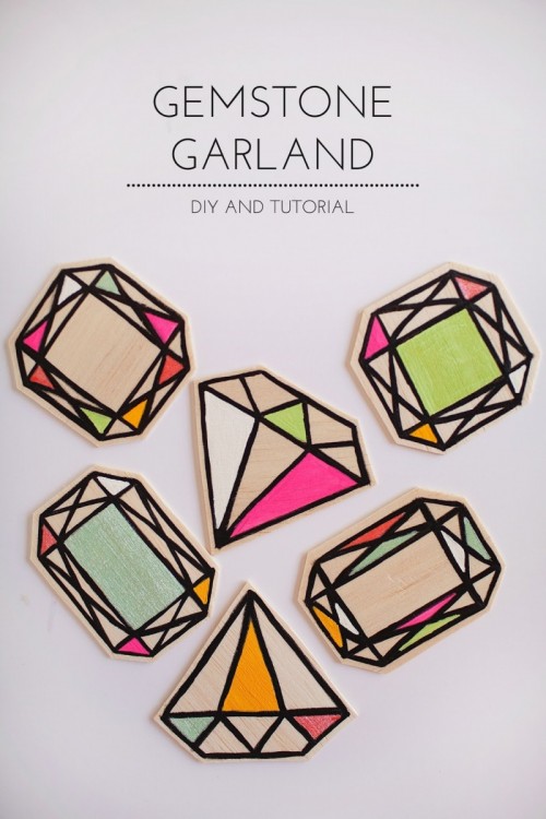 Colorful DIY Wood Gemstone Garland