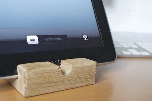 cheap wood tablet stand (via shelterness)