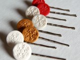 stamped polymer clay hair pins