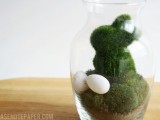 Easter terrarium with moss rabbits