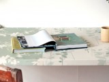 desk revamp using waterproof wallpaper