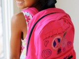decorated pink backpack