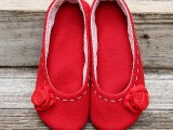 red wool slippers