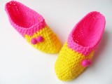 small colorful crochet slippers
