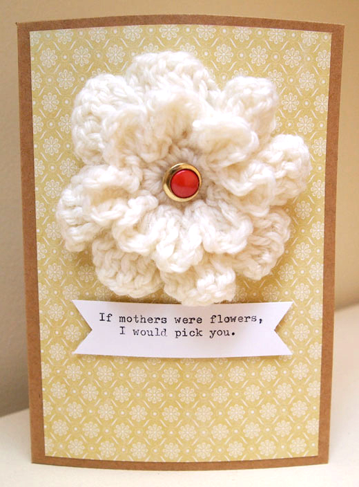 knitted flower card