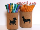 cork covered pencil cups
