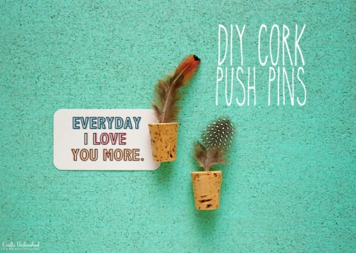 cork push pins (via craftsunleashed)