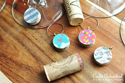 cork and washi tape charms (via craftsunleashed)
