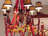Apple and cranberry Christmas chandelier