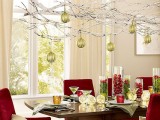 Natural branches Christmas chandelier