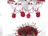 Romantic red Christmas chandelier