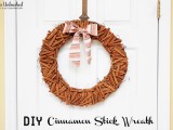 glued cinnamon sticks wreath