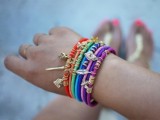 colorful yarn bracelet