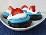 red, blue and white cupcake tops