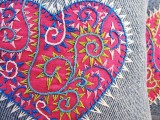 denim embroidered pillow