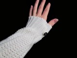 white arm warmers with buttons