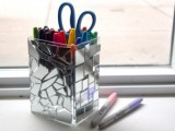 mirror mosaic pencil holder