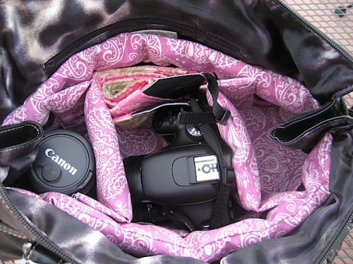 Fancy Homemade Camera Bag (via ashleysisk)