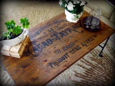 stained and stenciled table makeover