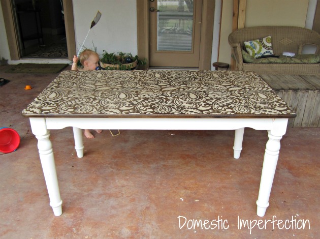 stenciled dining table