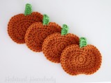 crocheted pumpkin coasters