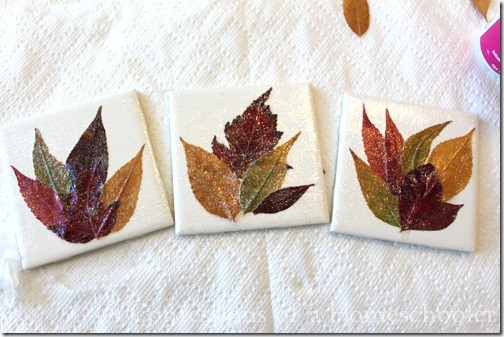 bathroom tiles leaf coasters (via confessionsofahomeschooler)