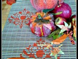 fall table runner with leaf prints