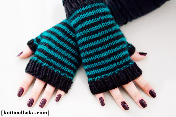 striped fingerless gloves