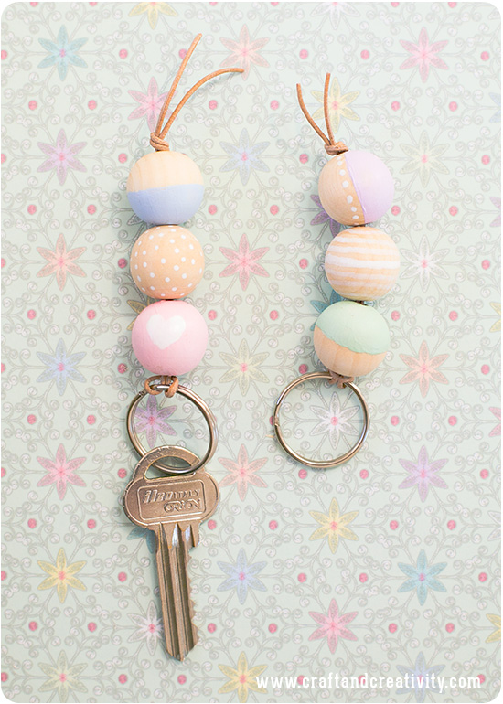 wooden beads key chain