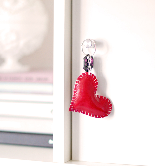 leather heart key ring