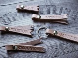 monogammed leather key chain